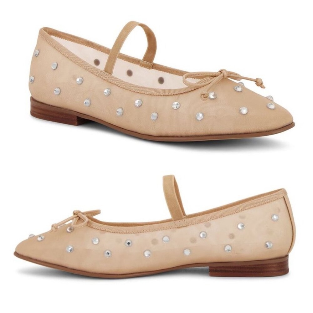 Jeffrey Campbell Releve Mary Jane Ballet Flats 9 Mesh Crystal Embellished NEW